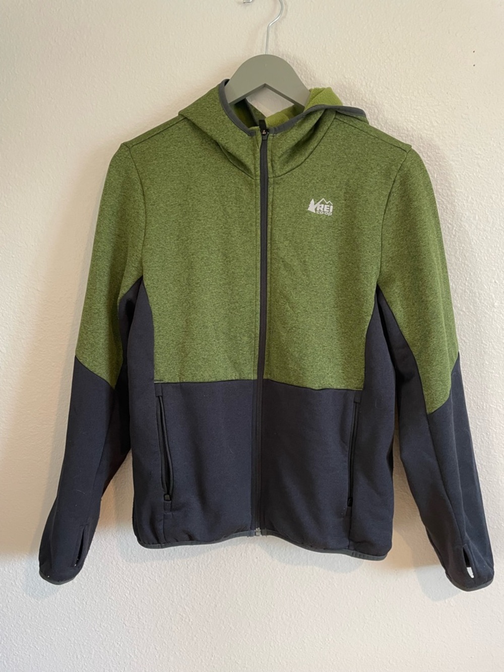 REI Active Pursuits Kids' Two-Tone Green Fleece Hoodie Jacket
